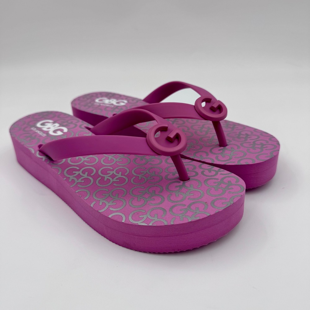 EUC GBG Los Angeles Womens‎ 6M Pink Flip Flop Platform Wedge Sandals GG207A-N